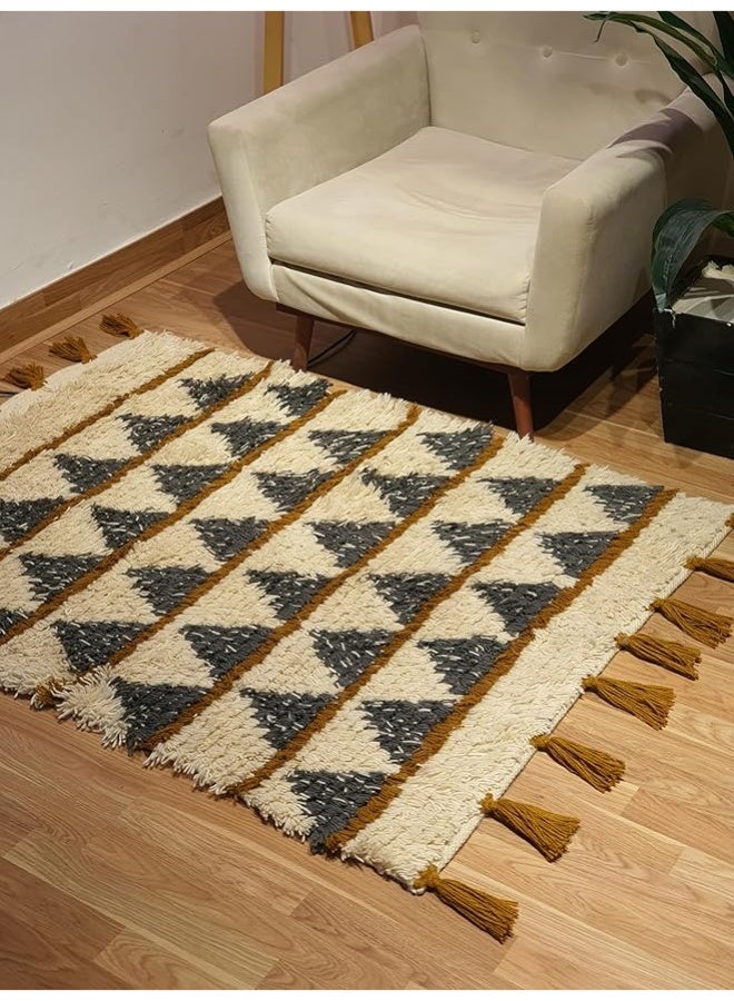 Kilim Studio Handmade Modern Off White, Grey, Mustard Kilim - Image 2