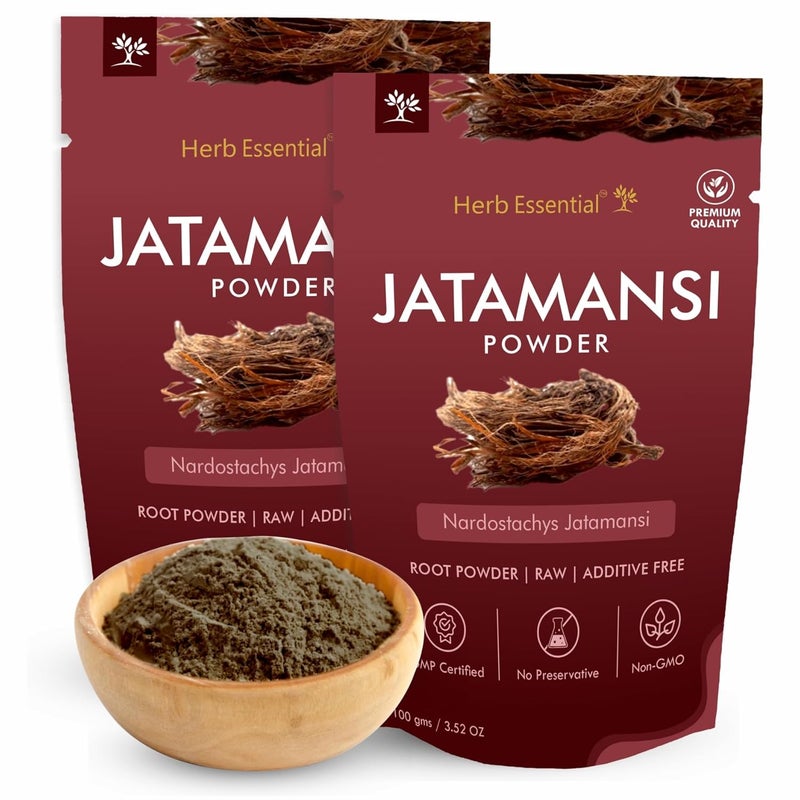 Herb Essential مسحوق جذر جاتامانسي الأساسي 200 جرام يعزز نمو الشعر لشعر قوي ولامع وحريري خالي من القشرة وتشققات الأطراف يرطب فروة الرأس 100% نقي وطبيعي - Image 1