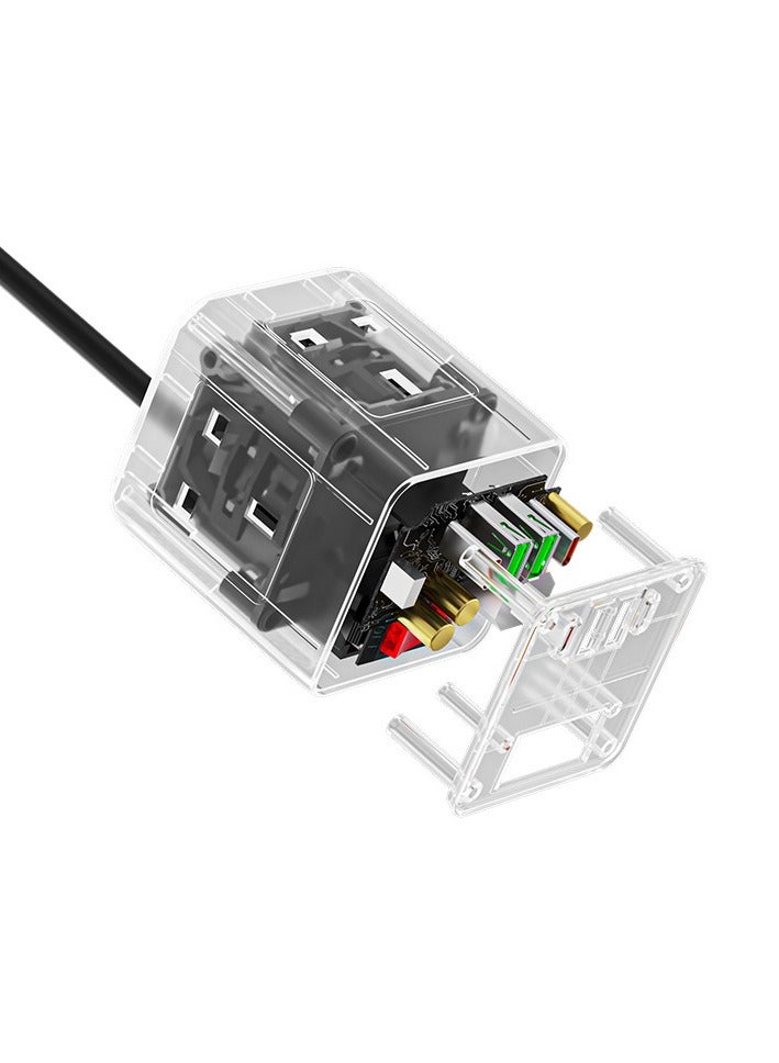 شريط طاقة منفذ جداري متعدد الوظائف مع 3 موانئ AC ، USB-A و Type-C ، سلك طاقة 2m ، 2 موانئ USB-A ، 2 موانئ Type-C ، تصميم مسطح للمنزل والمطبخ والمكتب والفندق والسفر البحري ، شريط طاقة السفر تصميم أسود أنيق توافق USB-A ، شرائط طاقة للمنافذ - Image 3