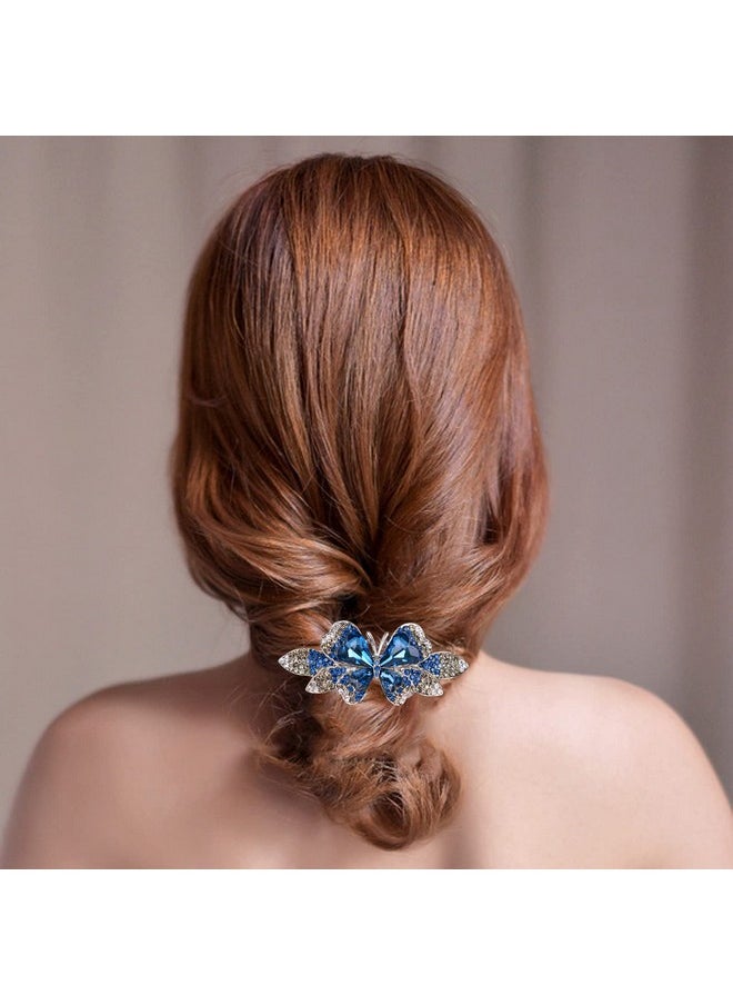 Sankuwen Sankuwen Crystal Rhinestones Hair Barrette French Hair for Women Small Hairpin for Mom Butterfly Hair Clips (Deep Lake Blue)  - Image 4