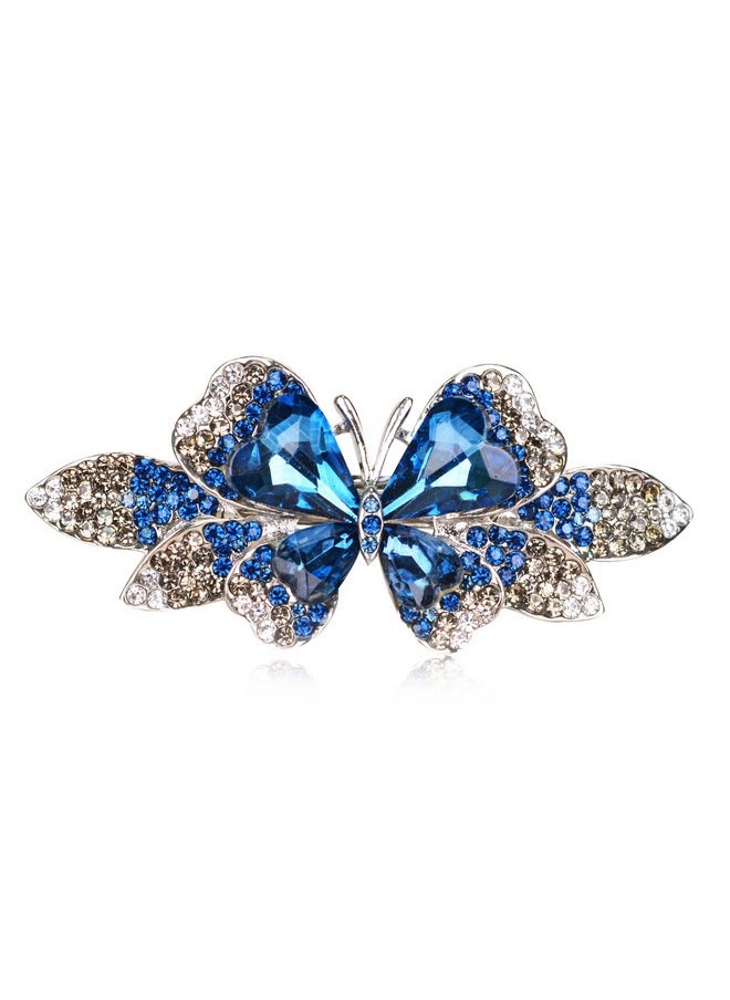 Sankuwen Sankuwen Crystal Rhinestones Hair Barrette French Hair for Women Small Hairpin for Mom Butterfly Hair Clips (Deep Lake Blue)  - Image 1