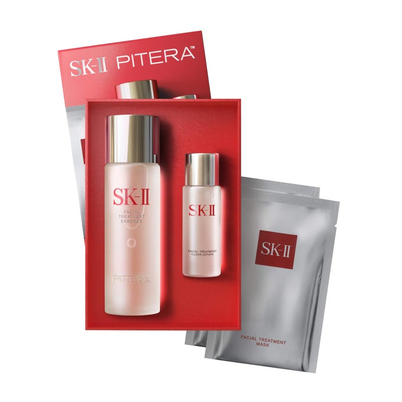 SK-II SKII First Experience Skin Care Set  Gift Set Includes Treatment Face Masks Facial Essence  Face Toner  Helps Improve Dryness Refine Skin Texture  Reduce Fine Lines  Wrinkles 4 Count