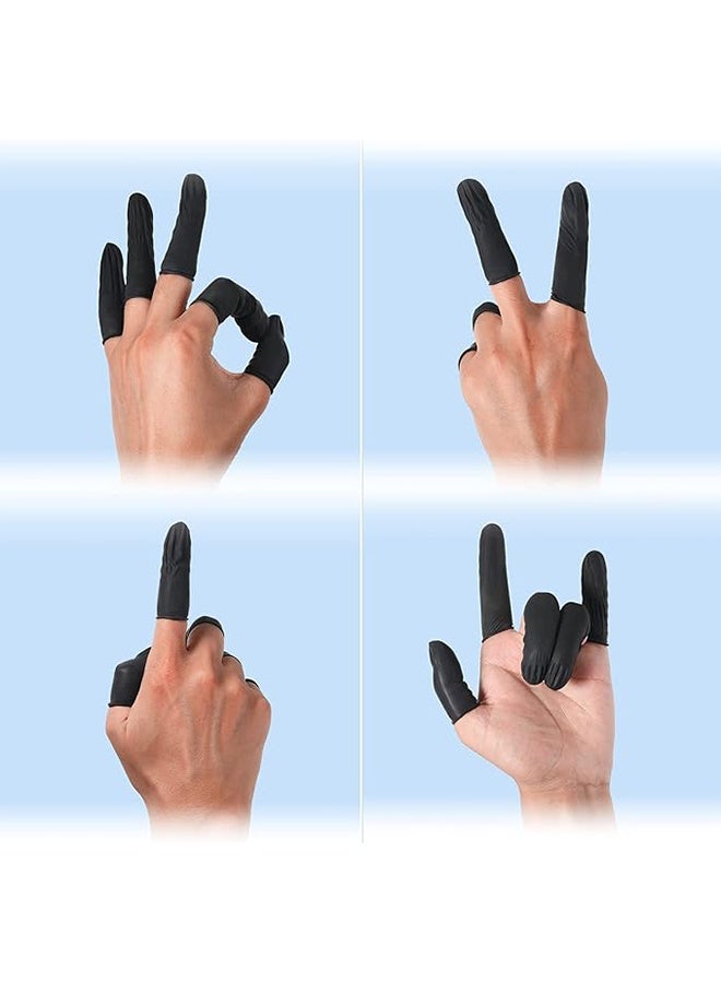 واي جيه 200 قطعة من اللاتكس الأكمام الإصبع المتاح حماية الإصبع الأكمام لإصلاح الحرف الإلكترونية التطبيقات الصناعية أسود - Image 5
