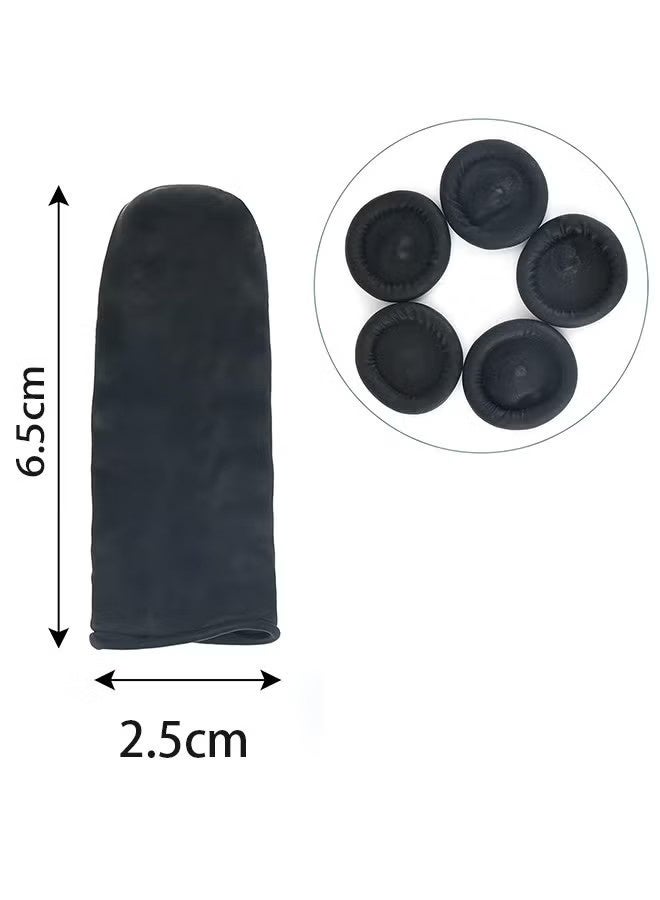واي جيه 200 قطعة من اللاتكس الأكمام الإصبع المتاح حماية الإصبع الأكمام لإصلاح الحرف الإلكترونية التطبيقات الصناعية أسود - Image 2