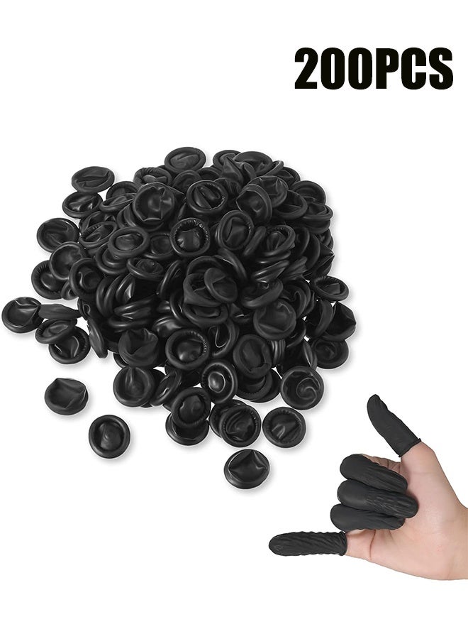 واي جيه 200 قطعة من اللاتكس الأكمام الإصبع المتاح حماية الإصبع الأكمام لإصلاح الحرف الإلكترونية التطبيقات الصناعية أسود - Image 1