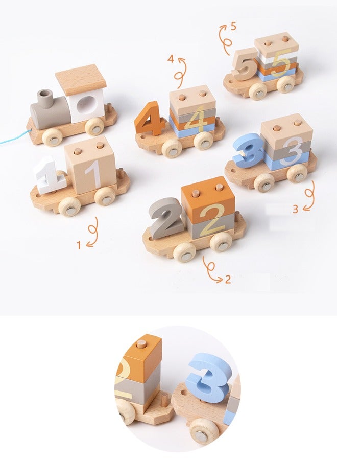 Natural Wooden Number Blocks Train Toys, 26 Pieces Early Learning Educational Toys for Toddlers, Number Cognitive Learning, Safe and Environmentally Friendly, Non-toxic and Drop Resistant, Suitable for Children over 1 Years of Age - Image 4