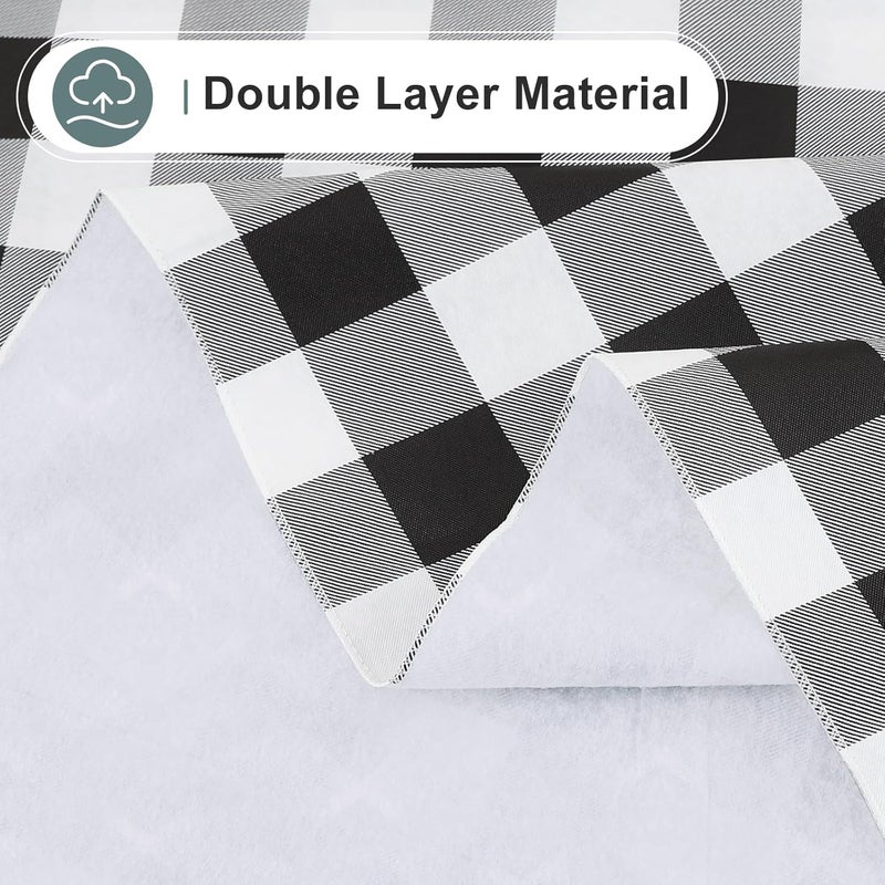 misaya 2 Pack Waterproof Vinyl Table Cloth Buffalo Flannel Backed Tablecloth Wipeable Plastic Table Cover for Dinner Kitchen Outdoor 52 x 70 Black  White - Image 3