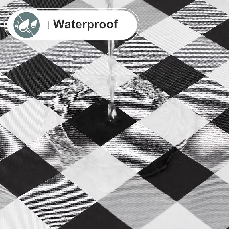 misaya 2 Pack Waterproof Vinyl Table Cloth Buffalo Flannel Backed Tablecloth Wipeable Plastic Table Cover for Dinner Kitchen Outdoor 52 x 70 Black  White - Image 2
