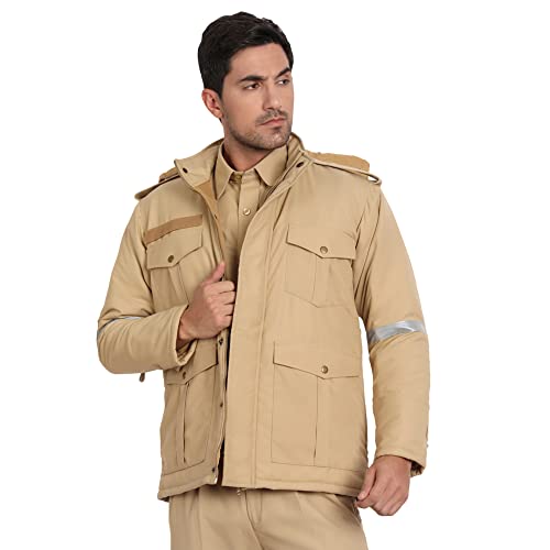 uniformer Khaki Police Full Sleeves Jacket with Hood for Men | Tactical Jacket for Officers | Durable, Stylish & Comfortable | Outdoor & Duty Wear | Law Enforcement Outerwear (Khaki_S) - Image 1