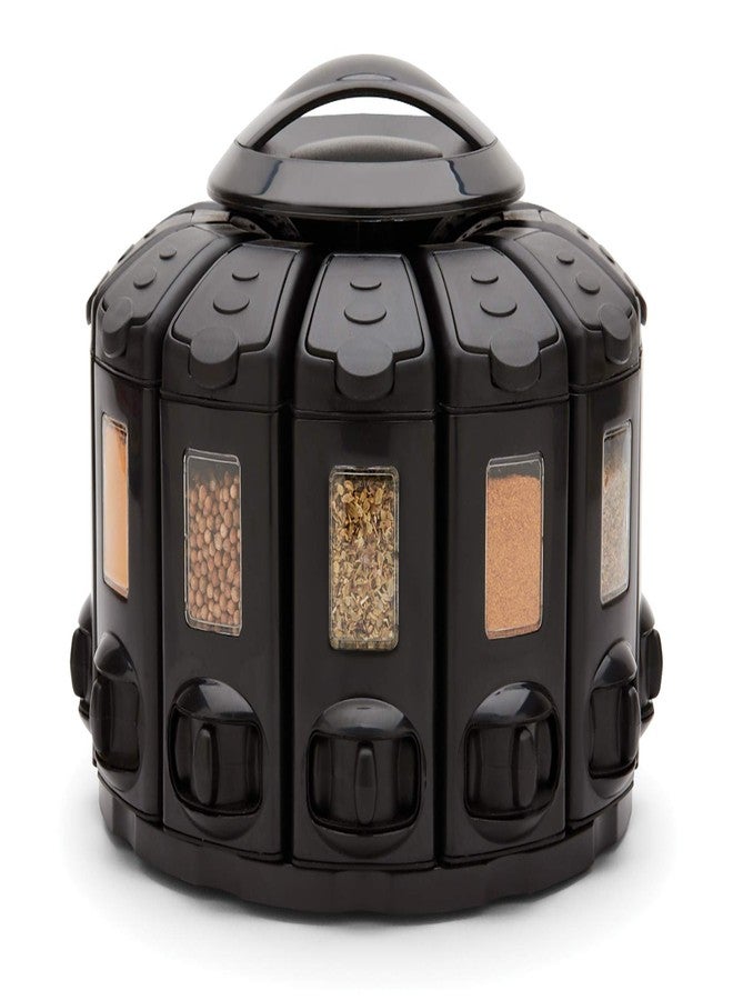 KitchenArt Kitchen Art Select-A-Spice Auto-Measure Pro Carousel 12 Compartments Spice Rack, Black 9.5 x 9.5 x 6.5 inches - Image 1