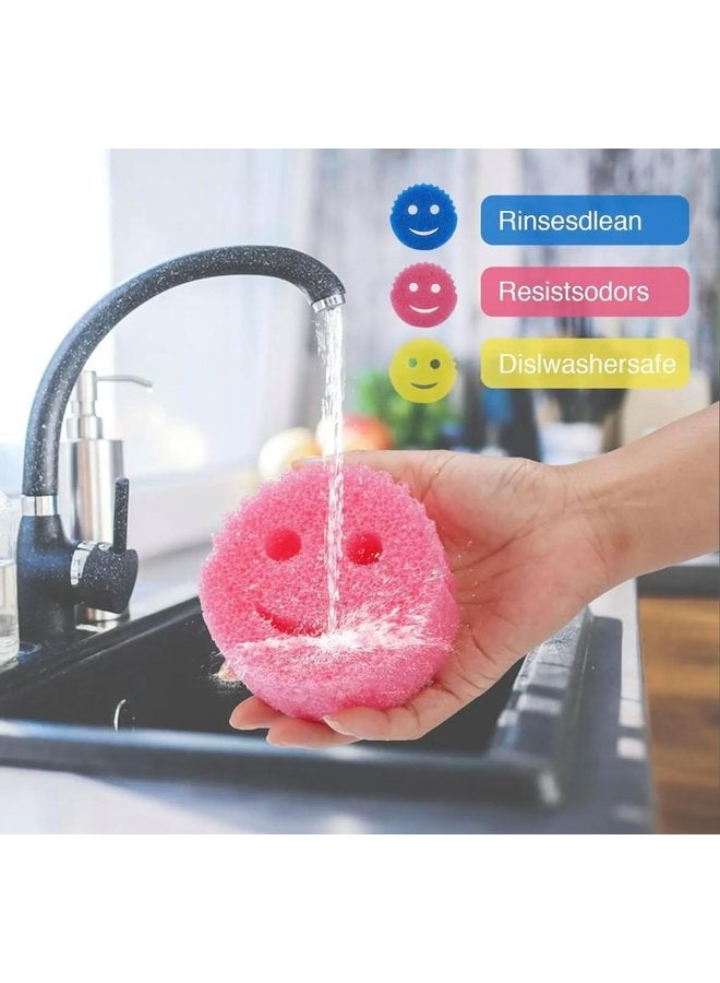 Oasisgalore Cleaning Sponges Set, 3 Colors, Ergonomic Shape, Scratch Free, Dishwasher Safe - Image 3