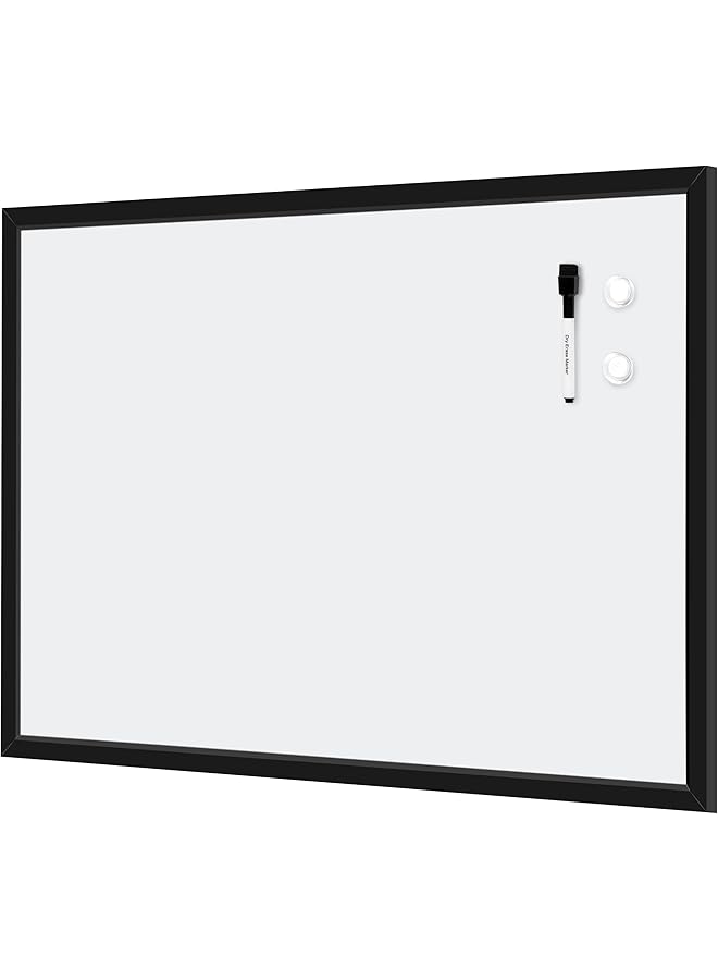 erorex Magnetic Dry Erase White Board 35 X 23 Inch Whiteboard Black Wooden Frame - Image 1