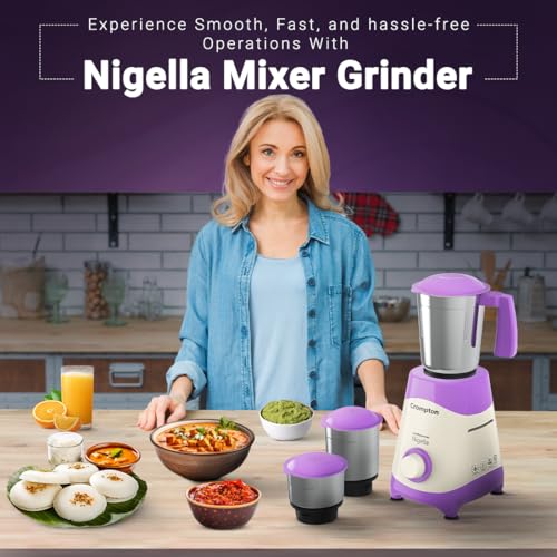 Crompton Nigella 500 Watts Mixer Grinder (ACGM-NIGELLA500W3J) Lavender & white - Image 5