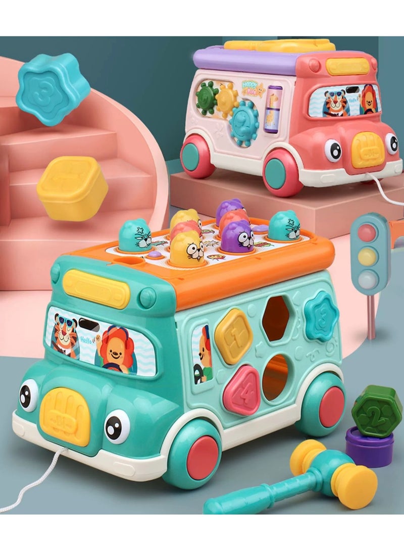 Pounding Toys for Toddlers Educational Toy Pull Along Bus Gopher Toy for Boys Girls Birthday Gift - Image 1