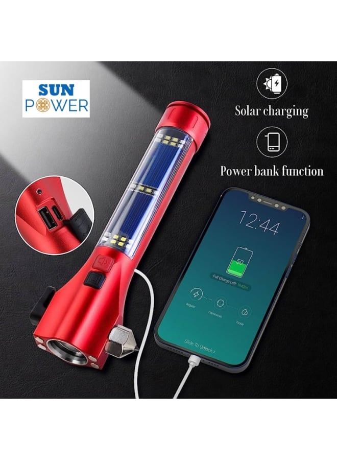 SUN POWER Multi-Purpose Emergency Handheld Flashlight with Glass Breaker Seatbelt Cutter Phone Charging and Light & Sound Alarm - Image 3
