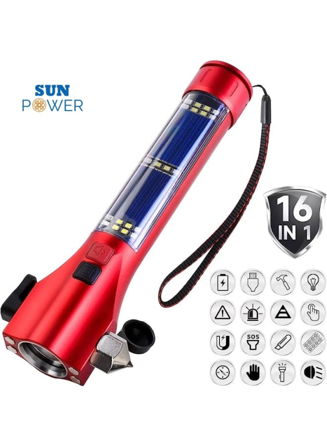 SUN POWER Multi-Purpose Emergency Handheld Flashlight with Glass Breaker Seatbelt Cutter Phone Charging and Light & Sound Alarm - Image 1