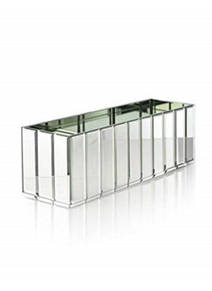 Serene Spaces Living Oblong Gatsby Mirror Vase Great Gatsby Inspired Luxe Glass Vase With Bevel Edged Mirror Strips Use For Home Décor Event Centerpieces 15 3 4” L X 4 3 4” W X 4 3 4" H  - Image 2