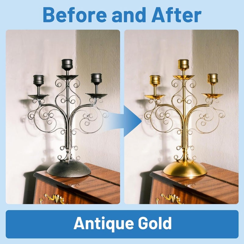 SENVEN Liquid Gold Leaf Paint High Gloss Multi Surface Rich gold Paint for Metal, Wood, Plastic, Canvas, Appliance, Furniture Scratch Repair & Art Handcrafts 30ml/1.5oz Fast Drying Acrylic Metallic - Image 5