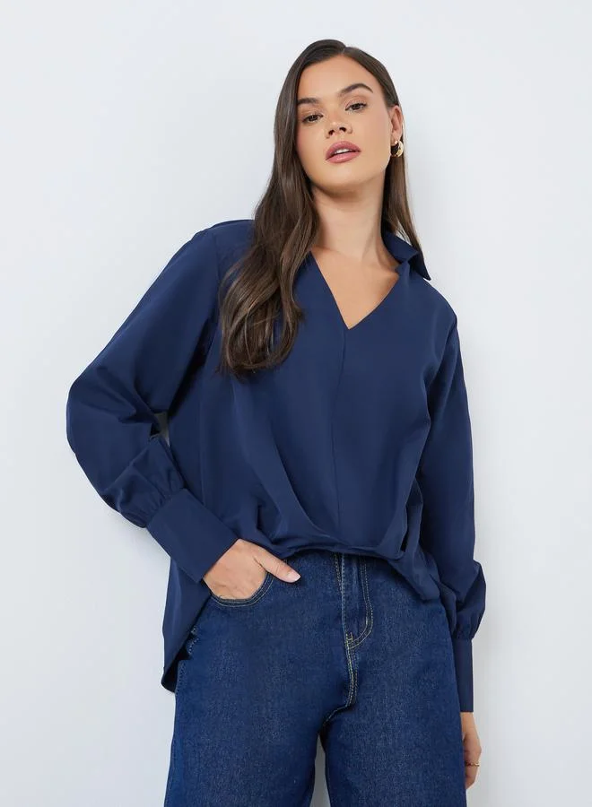 Styli Styli Solid Long Sleeve Regular Fit Shirt