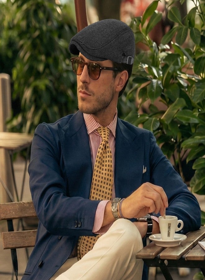 قبعة Towintec الرجالية Newsboy Ivy المصنوعة من القطن، قبعة كلاسيكية مسطحة من التويد بنمط متعرج، قبعة بيريه قابلة للتعديل، قبعة صوفية مثلثة الشكل، قبعة أيرلندية، قبعة غاتسبي، قبعة سائق سيارة أجرة، قبعة Kangol Driving الشتوية، قبعة Peaky Blinders (أسود) - Image 4