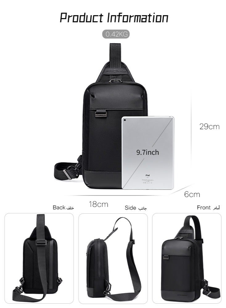 ARCTIC HUNTER Business Travel Sling Chest Bag, Work Office Phone Bag with Tablet Compartment for Men, Black - Image 3