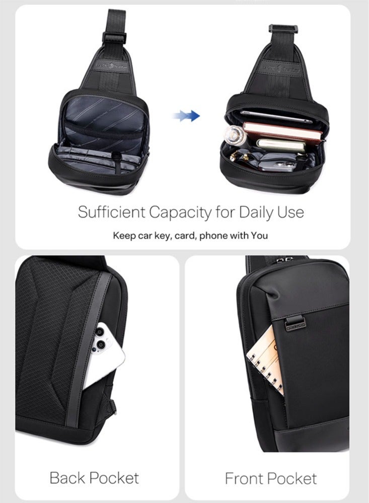 ARCTIC HUNTER Business Travel Sling Chest Bag, Work Office Phone Bag with Tablet Compartment for Men, Black - Image 4