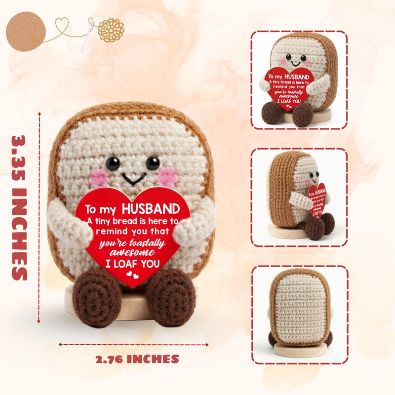 TEEBIM Husband Valentines Day Gifts - Anniversary, Birthday, Valentines Day Gifts for Husband from Wife - Valentine Crochet for Him - Emotional Inspirational Positive Support Toast Crochet Doll - Image 2