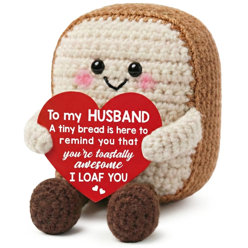 TEEBIM Husband Valentines Day Gifts - Anniversary, Birthday, Valentines Day Gifts for Husband from Wife - Valentine Crochet for Him - Emotional Inspirational Positive Support Toast Crochet Doll - Image 1