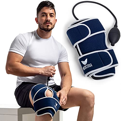 Medcosa Ice Pack for Knee - Hot or Cold Gel Wrap for Knees - Heating or Cooling Compression for Men and Women - Adjustable Flexible Brace Wraps Around Entire Knee - Image 1