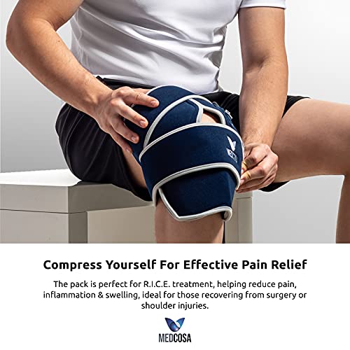 Medcosa Ice Pack for Knee - Hot or Cold Gel Wrap for Knees - Heating or Cooling Compression for Men and Women - Adjustable Flexible Brace Wraps Around Entire Knee - Image 5