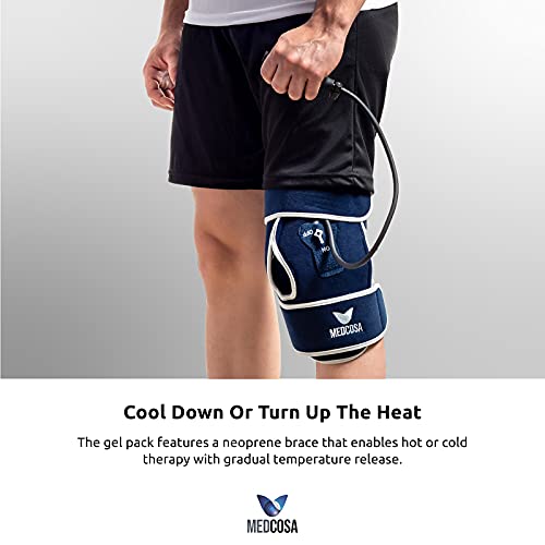 Medcosa Ice Pack for Knee - Hot or Cold Gel Wrap for Knees - Heating or Cooling Compression for Men and Women - Adjustable Flexible Brace Wraps Around Entire Knee - Image 2
