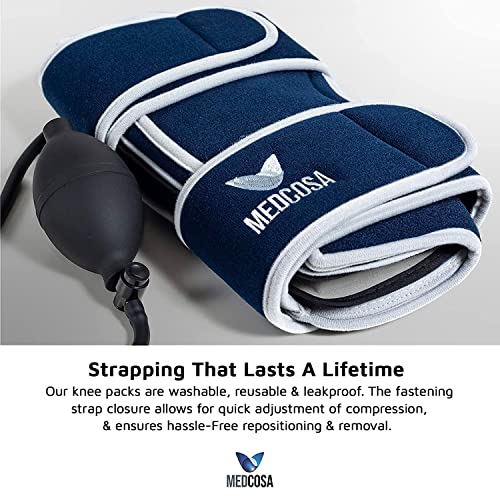 Medcosa Ice Pack for Knee - Hot or Cold Gel Wrap for Knees - Heating or Cooling Compression for Men and Women - Adjustable Flexible Brace Wraps Around Entire Knee - Image 4