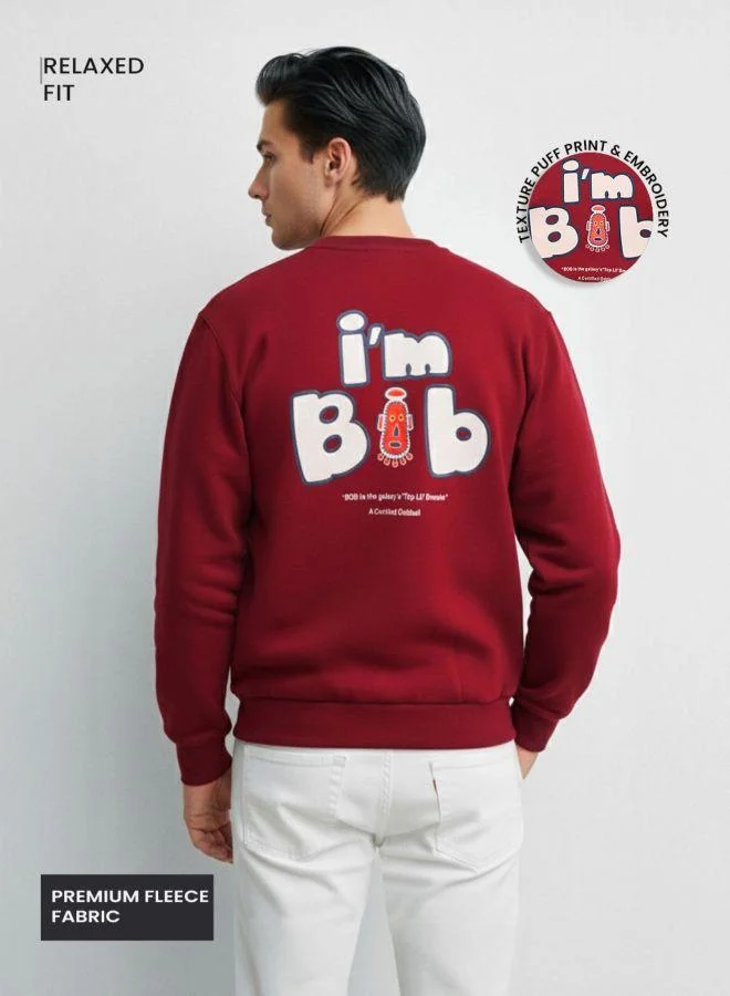 The Indian Garage Co Men Relaxed Fit Embroidered Crew Neck Full Sleeves Sweatshirt