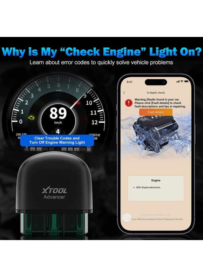 أداة اكس  ماسح AD20 بلوتوث أوتوماتيكي OBD2 2025 قارئ أكواد أداة تشخيص OBD2 لقراءة أكواد الأعطال تشخيص محرك تطبيق مجاني - Image 2