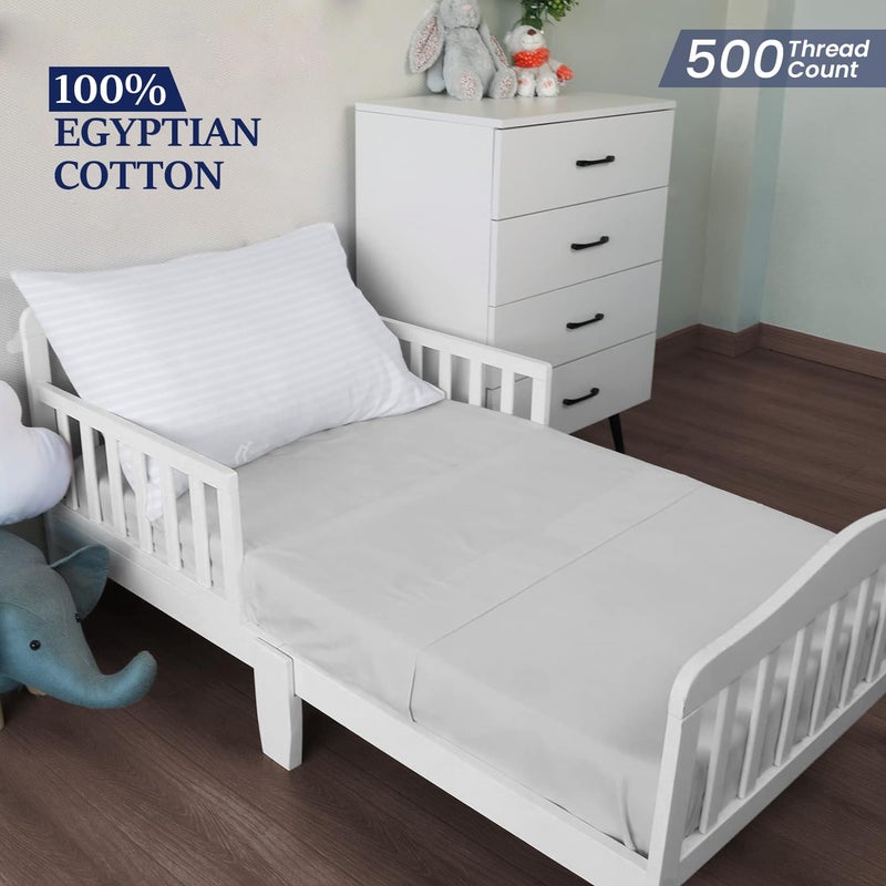 Ambition Home Toddler Travel Pillowcase 12x16 Inch White Striped Zipper Closer Pillow case Set of 2 PC Travel Pillow Cover 500 Thread Count 100% Soft Egyptian Cotton Decorative Travel Pillow Cover - Image 2