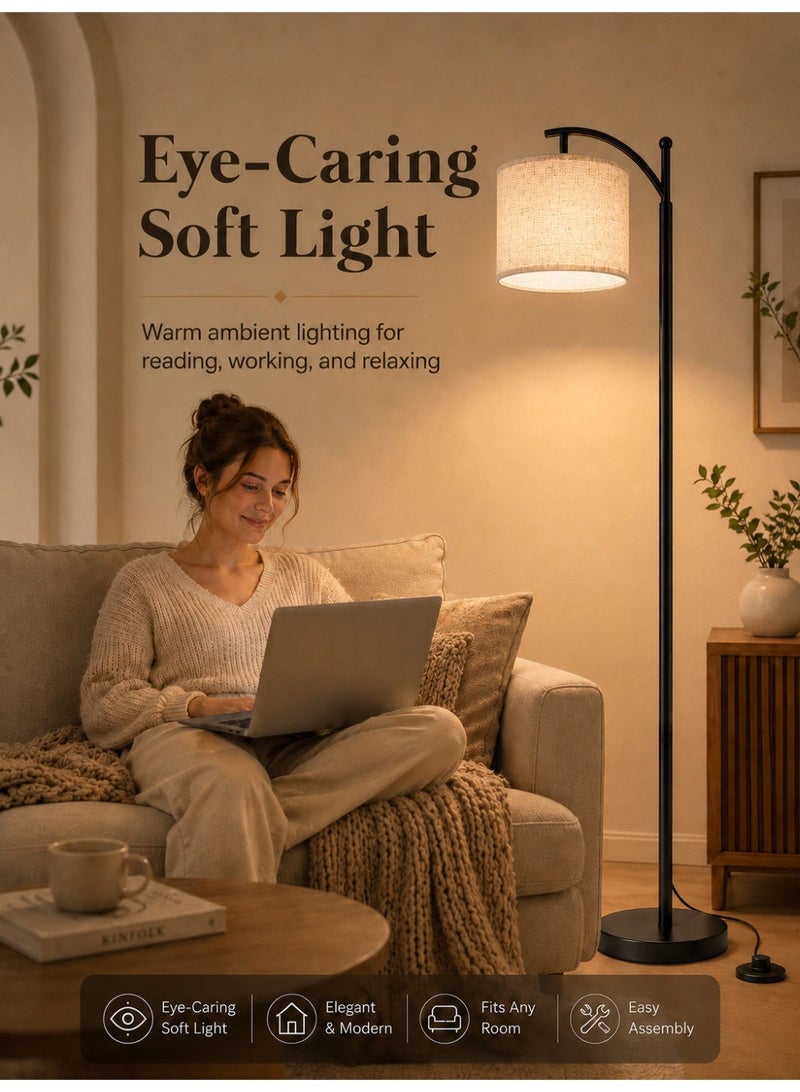 OHAHO Floor Lamp for Living Room with 3 Color Temperatures LED Bulb, Modern Standing Lamp with Adjustable Linen Shade, Standing Lamp Tall Industrial Floor Lamp Reading for Bedroom, Office - Image 5