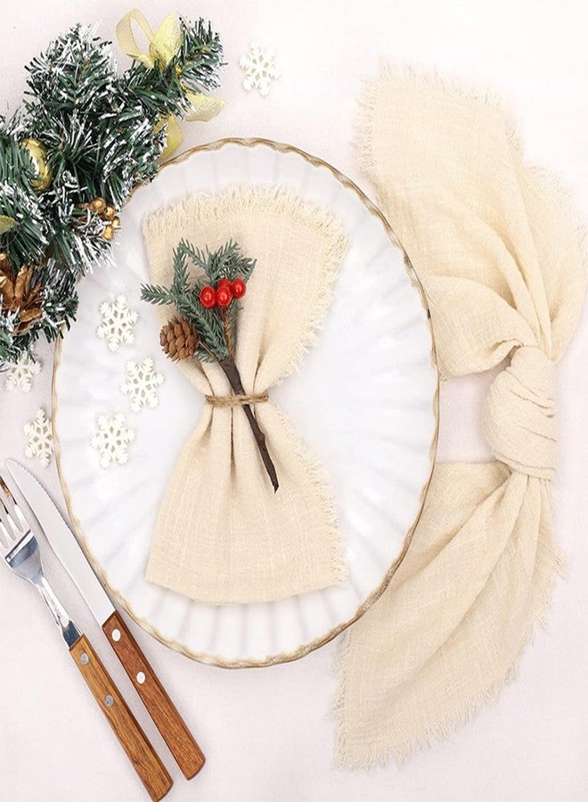 4pcs Cloth Napkins Beige Cotton Absorbent Dinner Napkins Soft Durable Washable Reusable for Everyday Use Wedding Parties