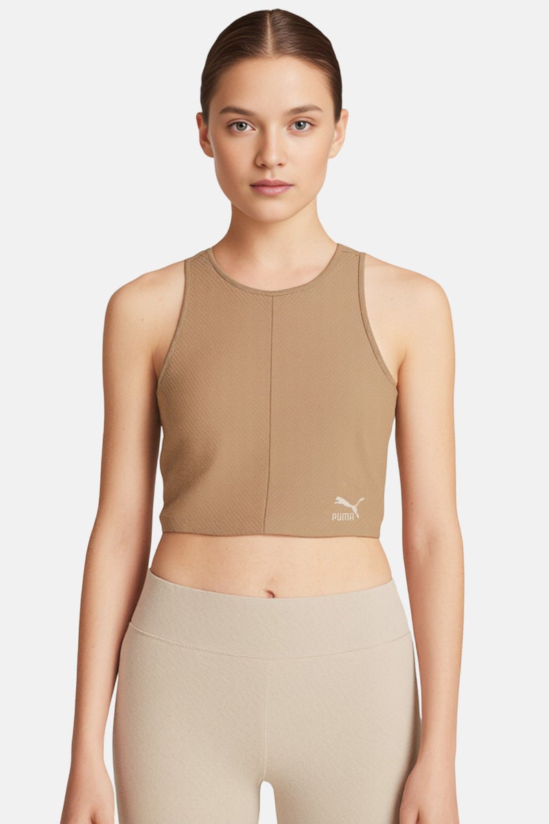 PUMA Women Sportswear Fit Sleeveless Outdoor Tank Top, Dark Beige - Image 1