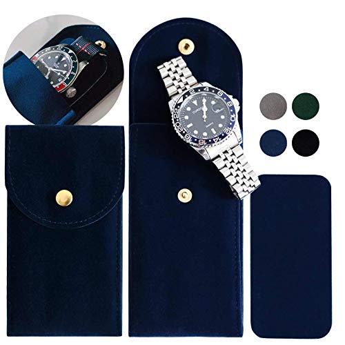 Besforu 4PCS Watch Travel Case for Men and Women Portable Velvet Watch Pouch Watch Storage Bag and Organizer (4-BLUE) - Image 1