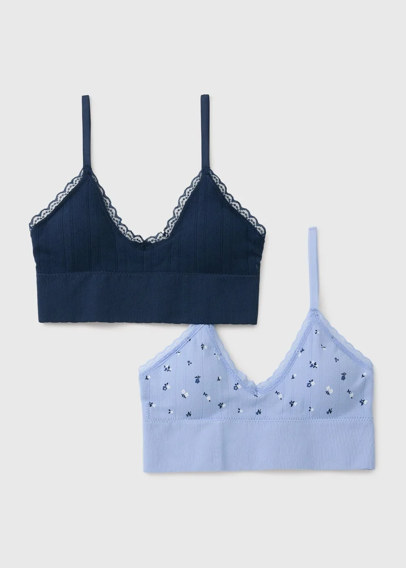 Matalan 2 Pack Blue Seam Free Non Wired Bralettes