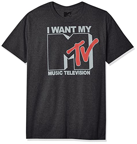 MTV Men's Want Logo T-Shirt, Charcoal Heather, Medium - Image 2