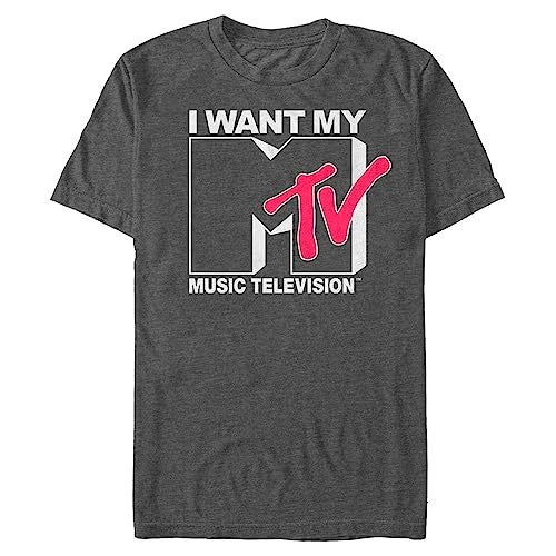 MTV Men's Want Logo T-Shirt, Charcoal Heather, Medium - Image 3