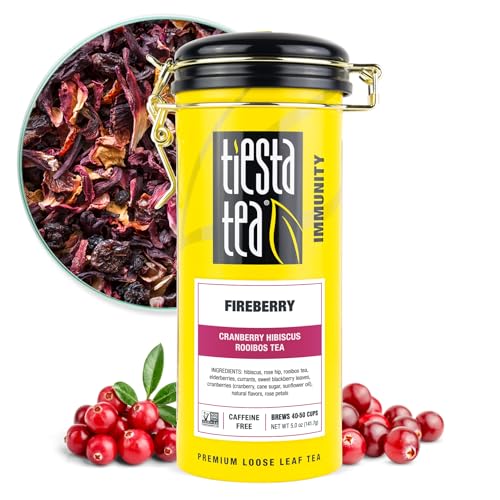 Tiesta Tea  Cranberry Hibiscus Rooibos Tea Fireberry  Loose Leaf  Herbal Blend with Hibiscus Cranberry Currants Rooibos  Brew Hot or Iced  50 Cups in Resealable Pouch  5 Ounce - Image 1