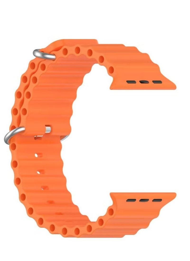 Zaboon - Replacement Apple Watch Ultra Ocean Silicone Band Strap Compatible with 49MM/45MM/44MM/42MM for All Series Orange - Image 1