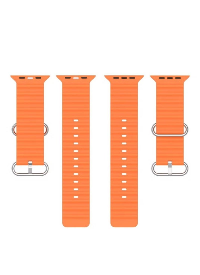 Zaboon - Replacement Apple Watch Ultra Ocean Silicone Band Strap Compatible with 49MM/45MM/44MM/42MM for All Series Orange - Image 1