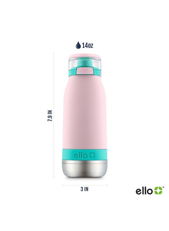 Ello Ello Emma 14oz Vacuum Insulated Stainless Steel Kids Water Bottle with Straw and Built-in Carrying Handle and Leak-Proof Locking Lid for School Backpack, Lunchbox and Outdoor Sports, Cotton Candy - Image 3