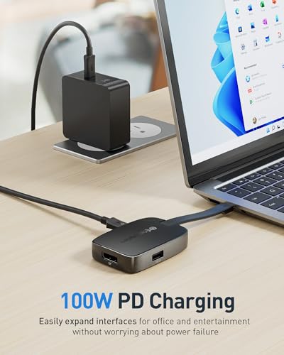 Cable Matters 4K@240Hz USB C Hub DisplayPort 1.4 with 100W Charging, Support 8K@60Hz, HDR(Foldable USB C to DisplayPort Hub) Compatible with Thunderbolt 4, MacBook, XPS, iPad Pro, iPhone 16/15 Pro - Image 3