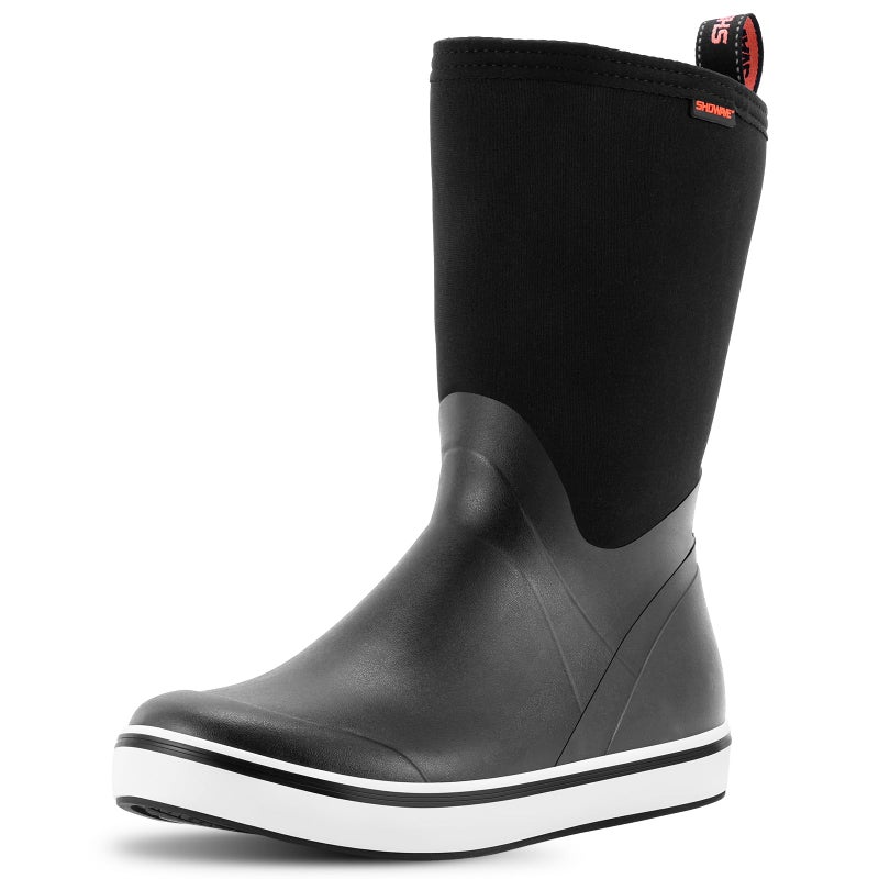 Showave Deck Boots for Men Rain Boots Mid Calf Insulated Rubber Boot for Men Waterproof Fishing Boot Outdoor Mud Booties for Sailing Gardening Working(Black,Size 9) - Image 1