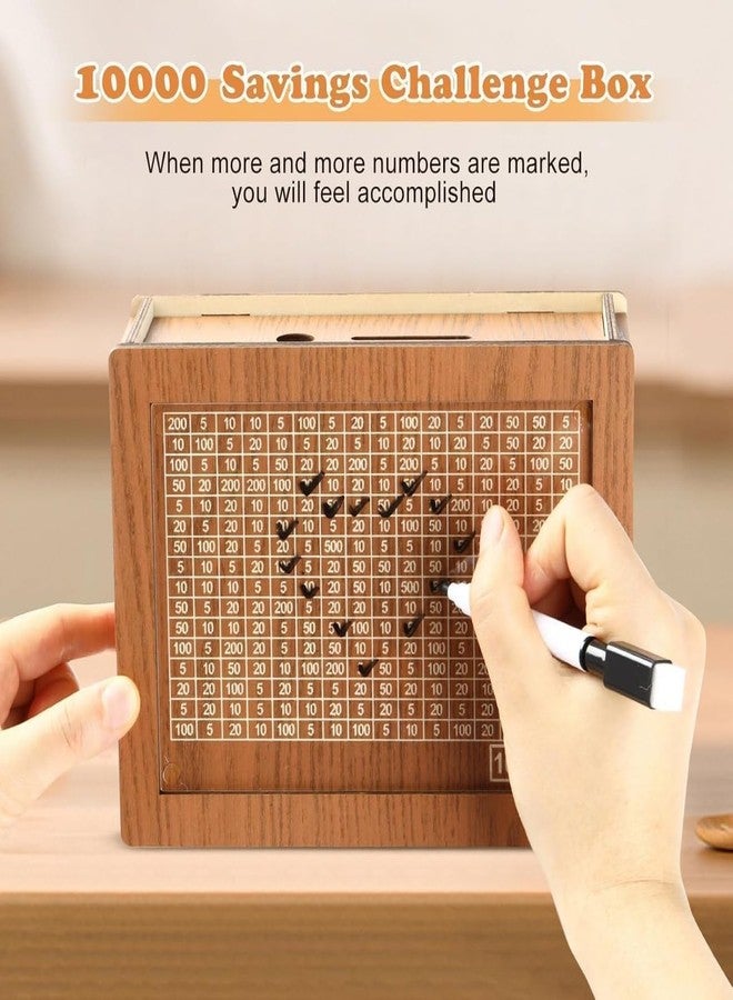 Urshigar Wooden Money/Piggy Bank with Carved Design - Savings Challenge Box, Cashbox, Coin Box for Kids/Children - Wooden Savings Vault, Money Saver Box (Medium) - Image 4
