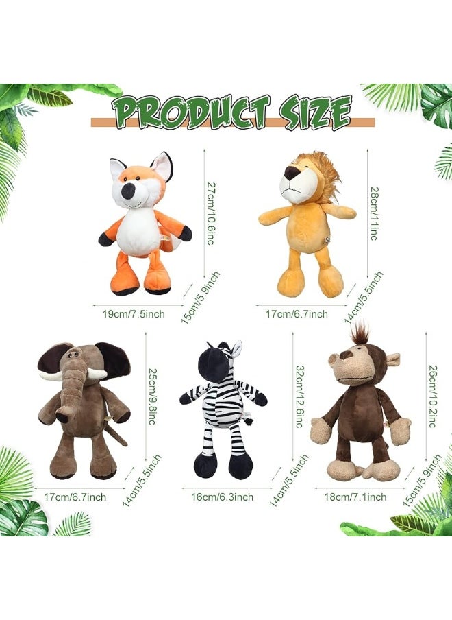 Zhanmai 9 Pcs Plush Jungle Animals Toys Jungle Safari Stuffed Animals Bundle 9.9 Inch Cute Plush Animal Toys Includes Tiger Lion Elephant Monkey Zebra Raccoon Rhino Giraffe for Kids Animal Theme Party  - Image 5
